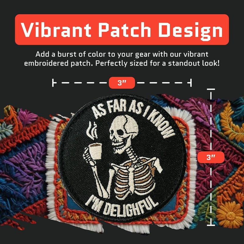 Jestik As Far As I Know I'm Delighful Embroidery Patch - Funny Embroidered Patches, Military Tactical Morale Patch with Hook and Loop Fastener, Cute Patches for Backpacks, Jeans, Jackets, Vests, Hats & More - Image 2